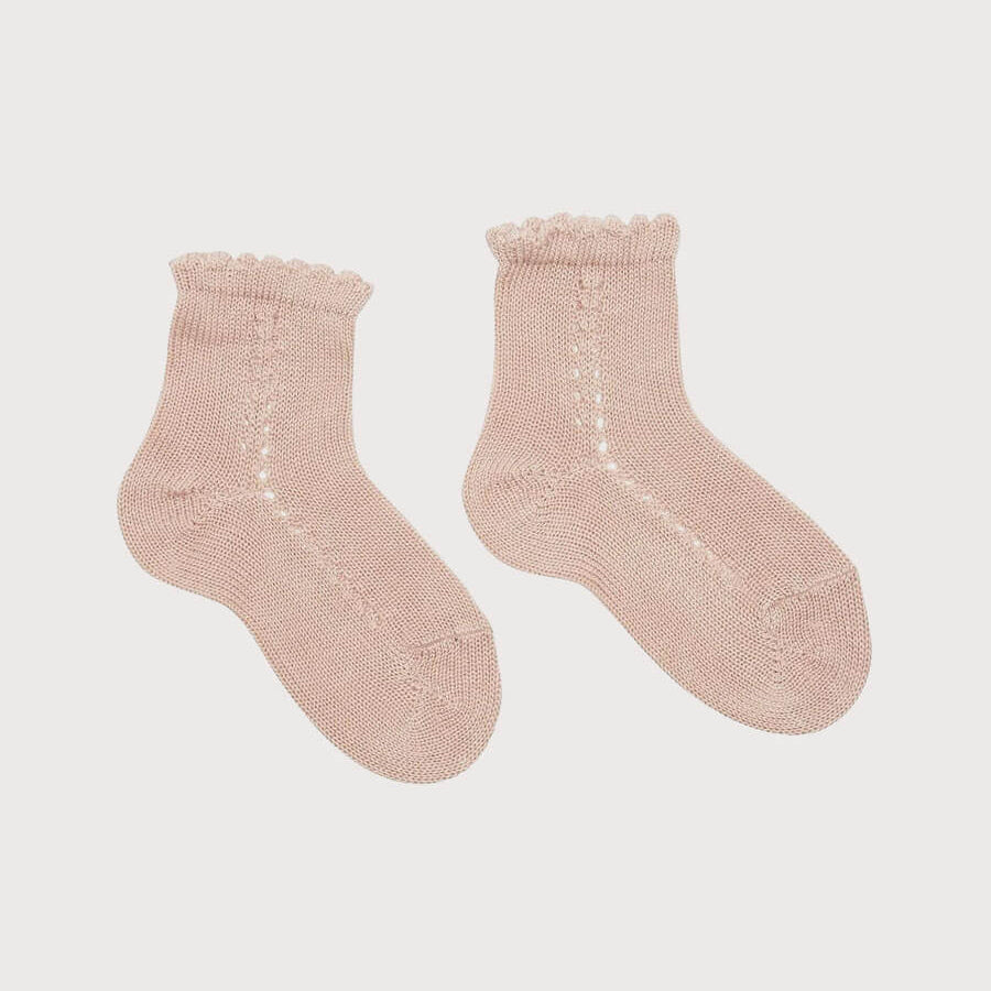 Openwork short socks - Dusty Pink (0mths-10yrs) Socks from Pepa London