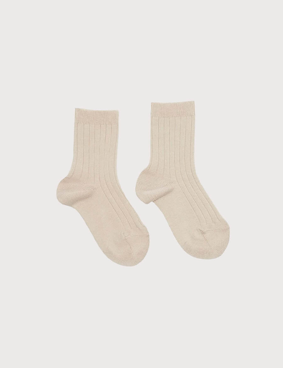 Ribbed short socks - Stone (0mths-8yrs) Socks  from Pepa London