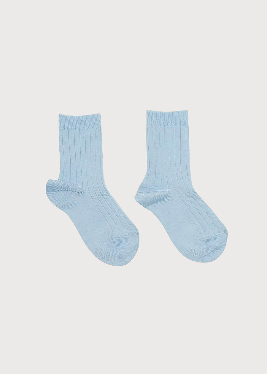 Ribbed short socks - Light Blue (0mths-8yrs) Socks  from Pepa London