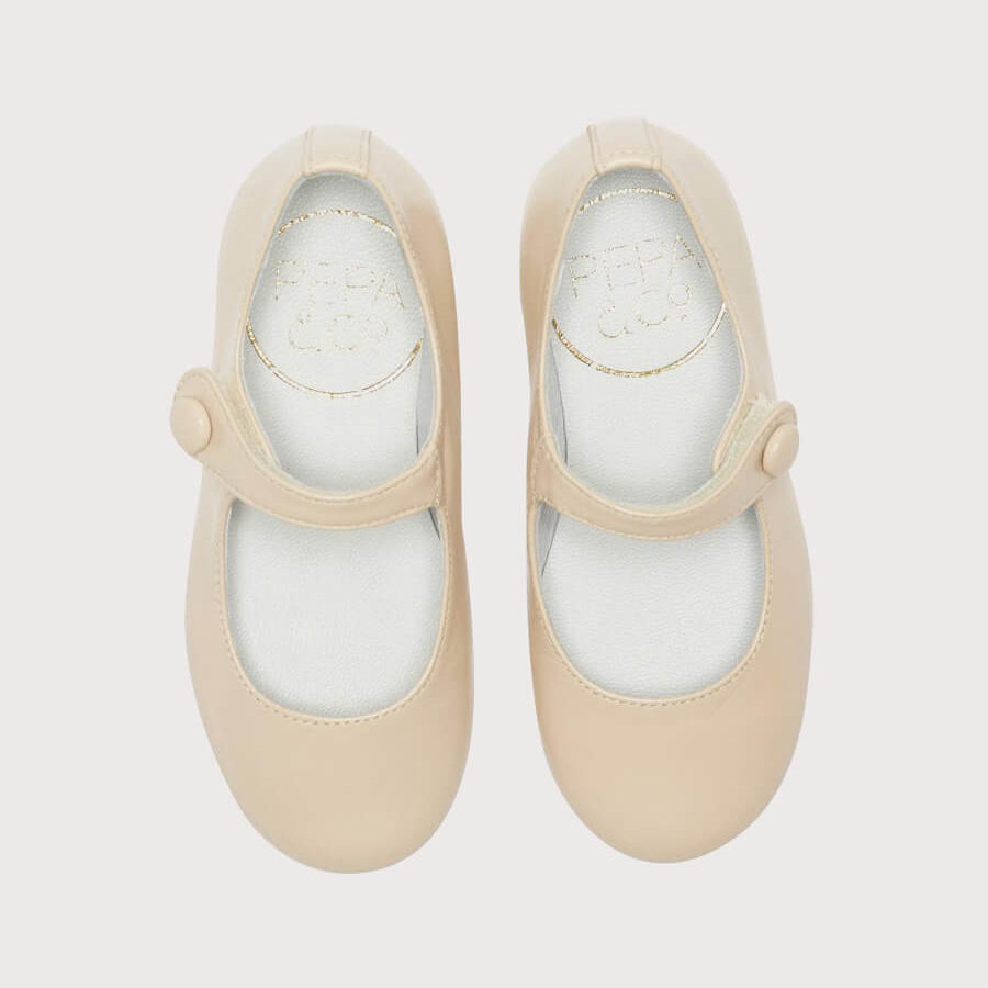 Girl's Beige Leather Celebration Shoes (20-34EU) Shoes  from Pepa London