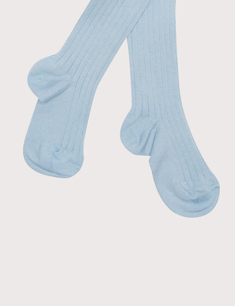 Light Blue Ribbed Tights (0mths-10yrs) Tights from Pepa London