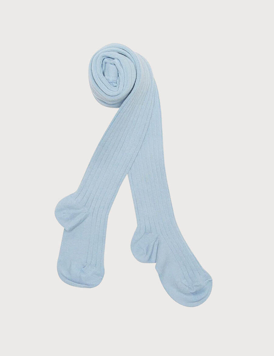 Light Blue Ribbed Tights (0mths-10yrs) Tights from Pepa London