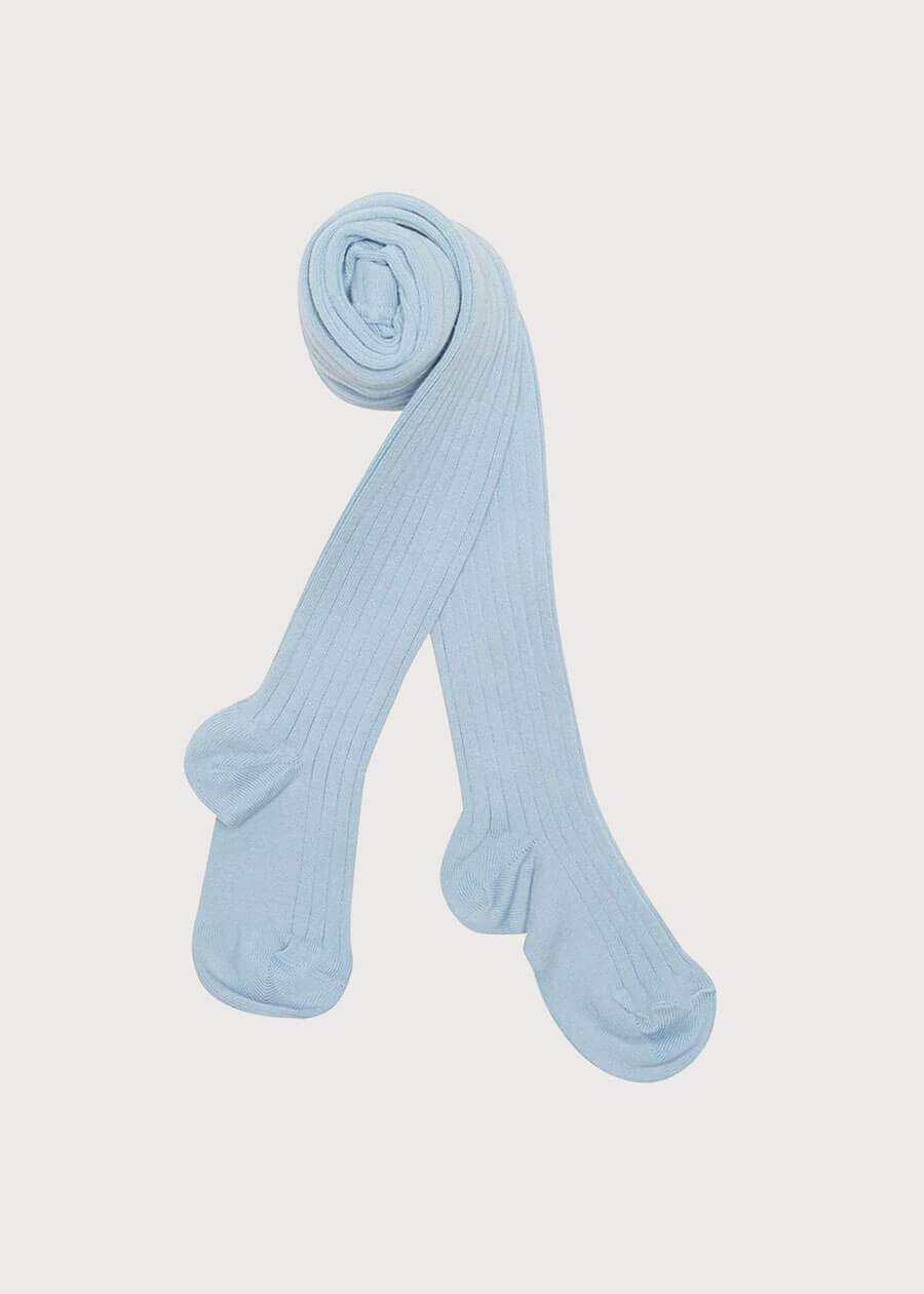 Light Blue Ribbed Tights (0mths-10yrs) Tights from Pepa London