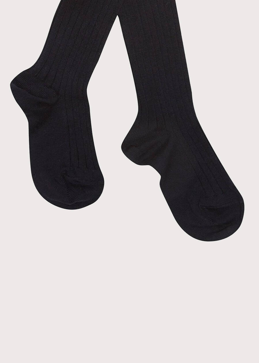 Navy Ribbed Tights (3mths-10yrs) Tights from Pepa London