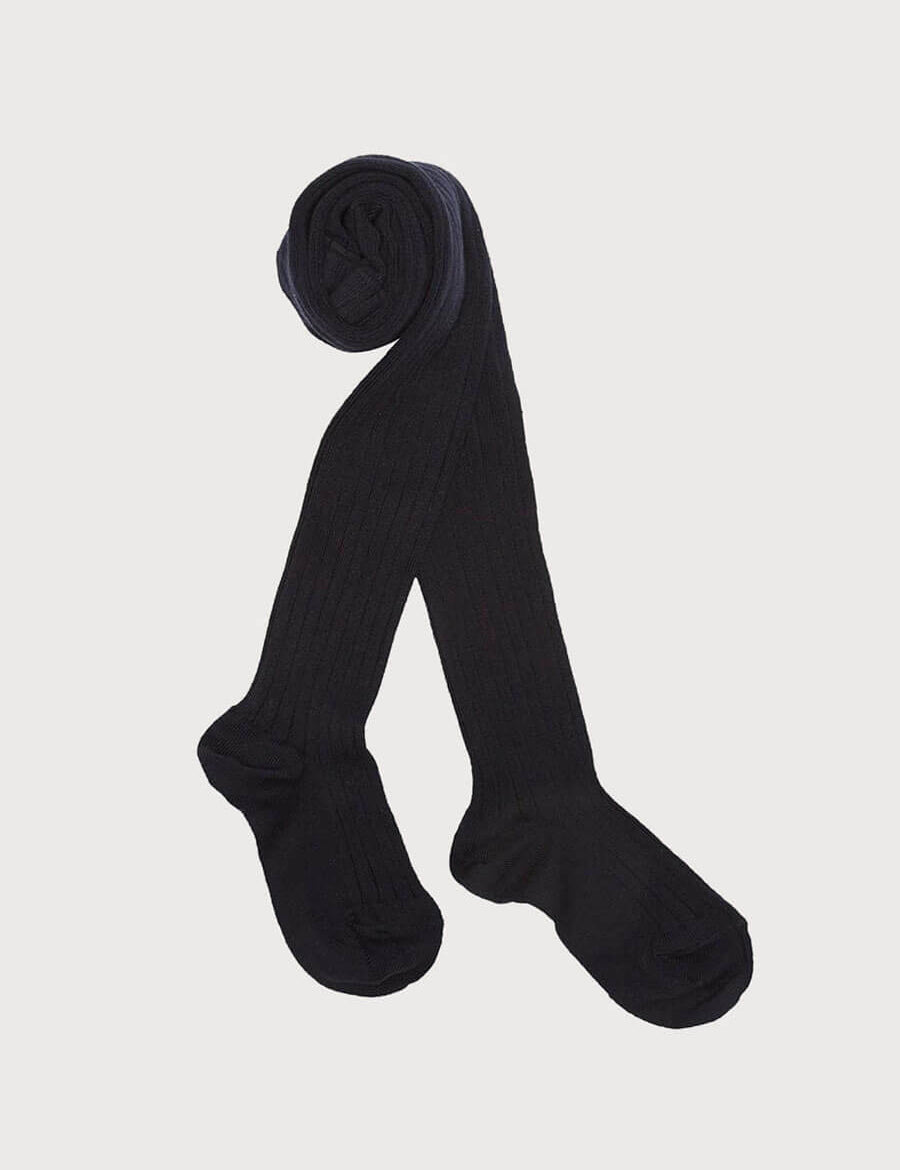 Navy Ribbed Tights (3mths-10yrs) Tights from Pepa London