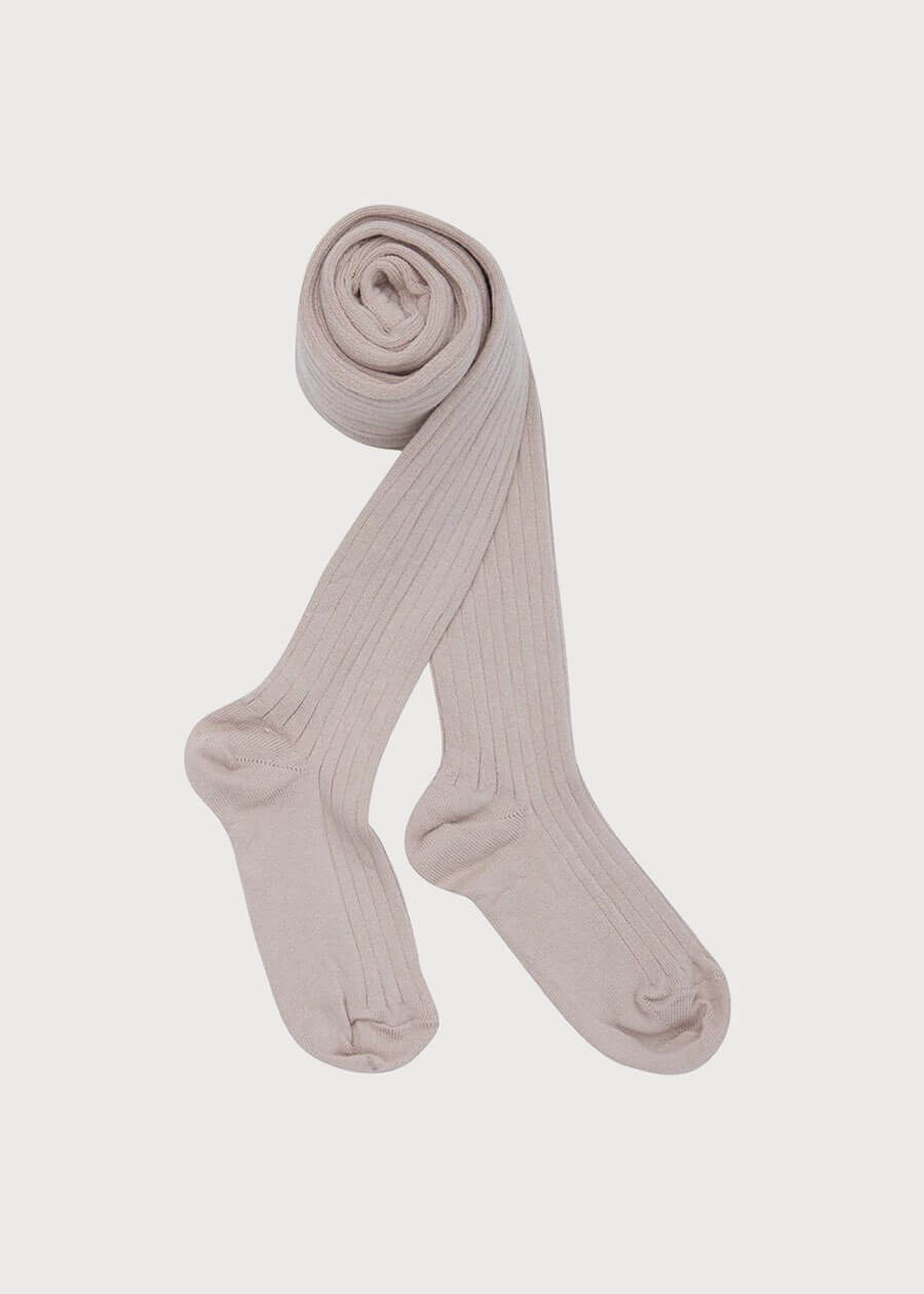 Dusky Pink Ribbed Tights (0mths-10yrs) Tights from Pepa London