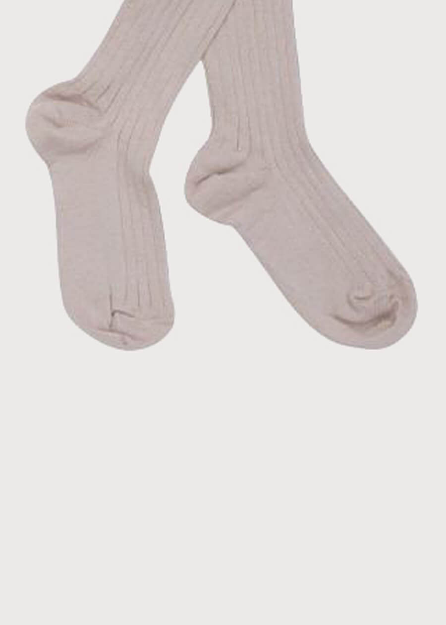 Dusky Pink Ribbed Tights (0mths-10yrs) Tights from Pepa London