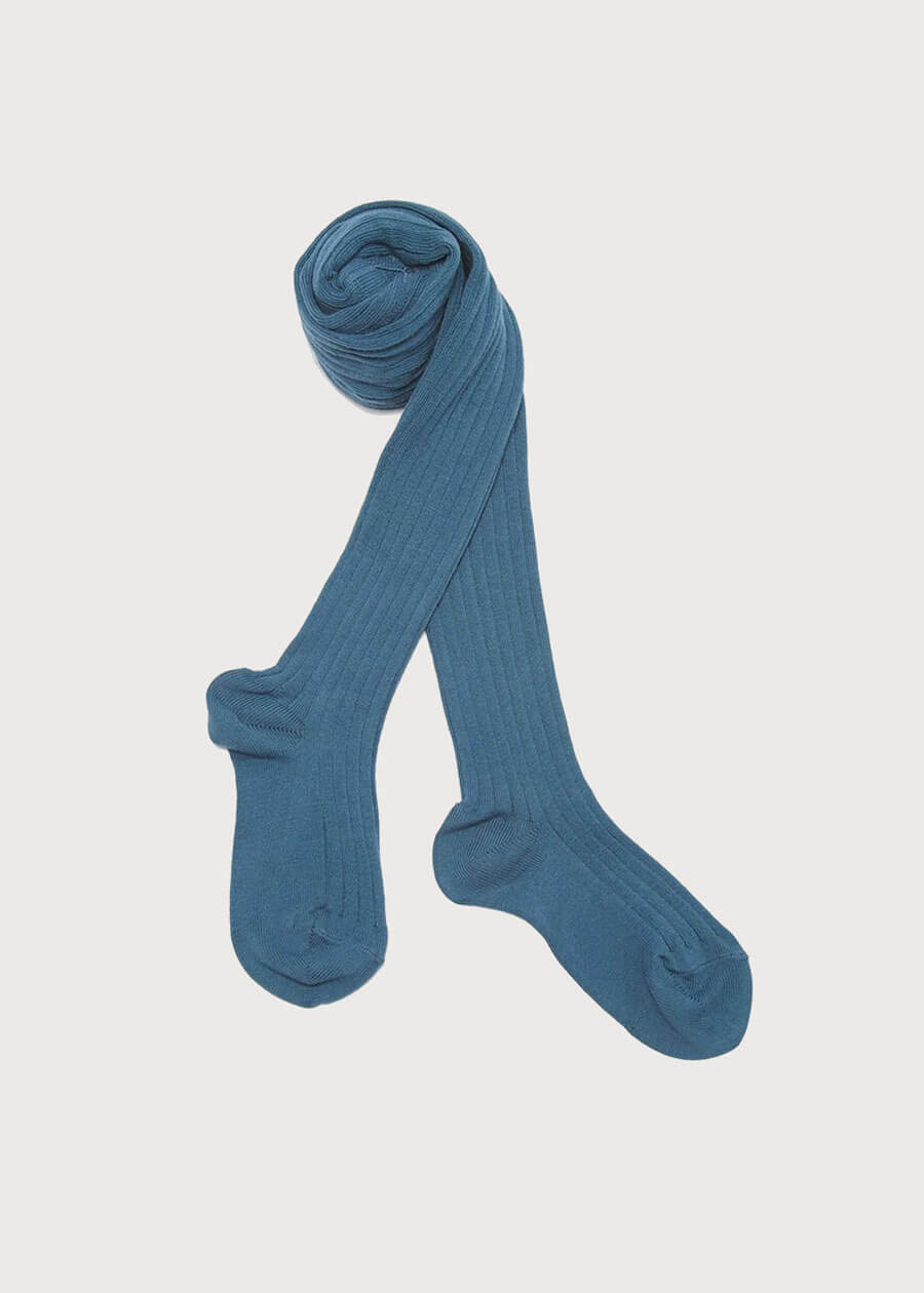 Cobalt Blue Ribbed Tights (0mths-8yrs) Tights  from Pepa London