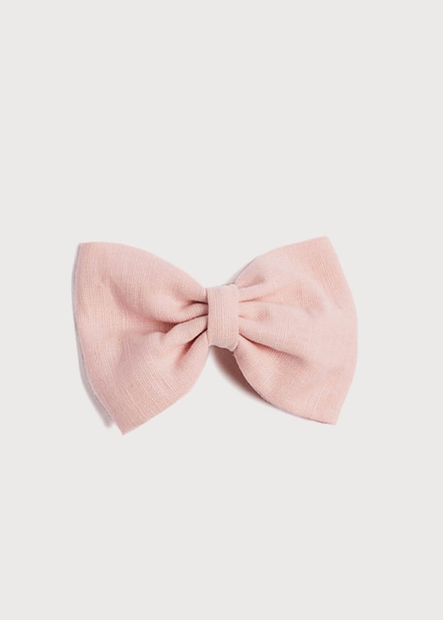 Pink Linen Big Bow Clip Hair Accessories  from Pepa London