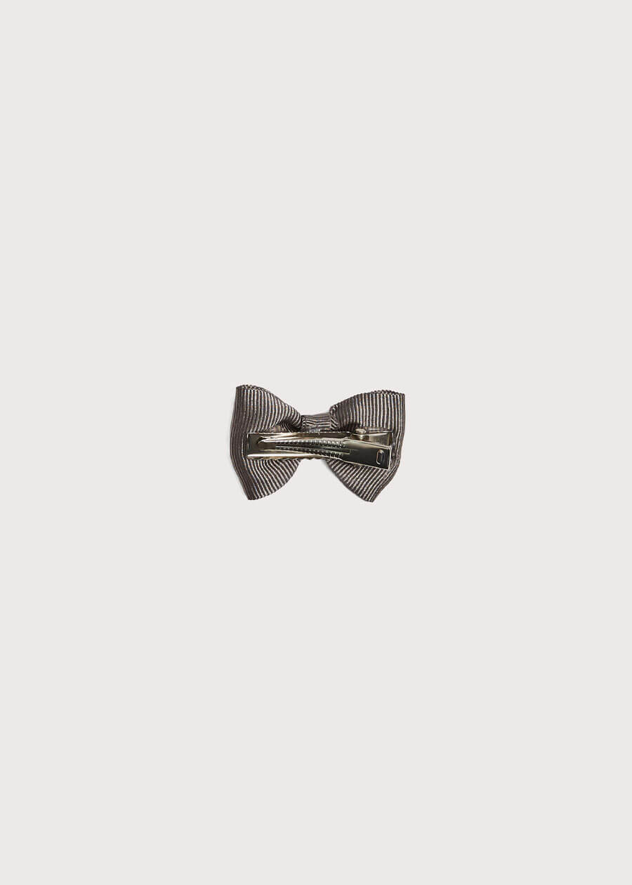 Dark Grey Small Bow Clip Hair Accessories  from Pepa London
